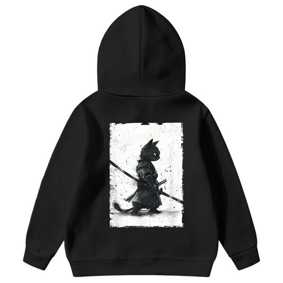 Girls' Hoodies Graphic Printed Cozy Hooded Long Sleeve Pullover Top with Pocket Casual Wear Girl's Sweatshirts Black 3 Years-4 Years