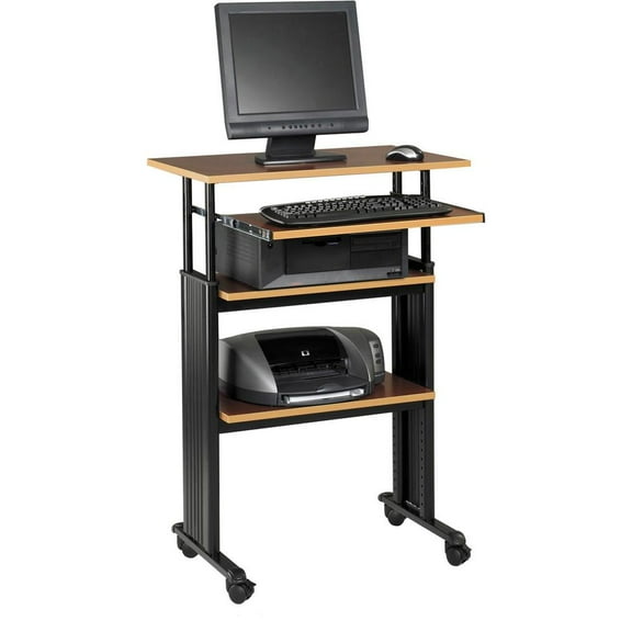 Safco MUV Stand-Up Adjustable Height Computer Workstation in Cherry