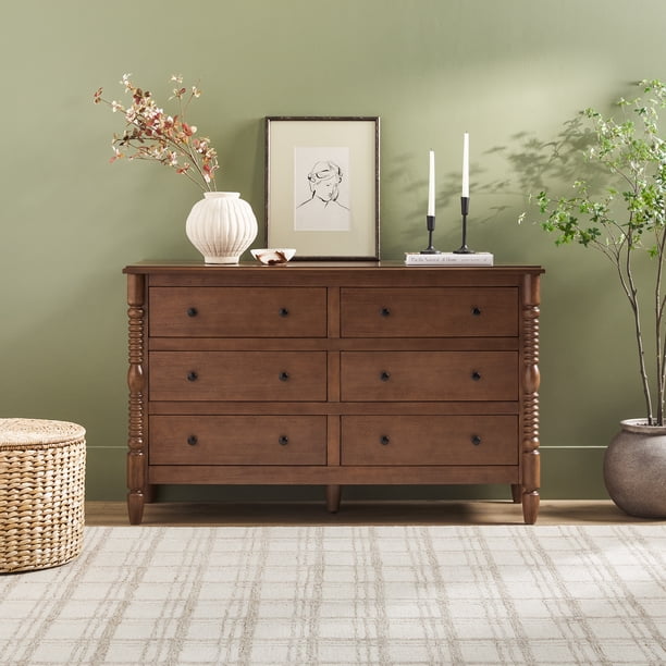 Dark Brown 6-Drawer Dresser | Durable dress - Walmart Business