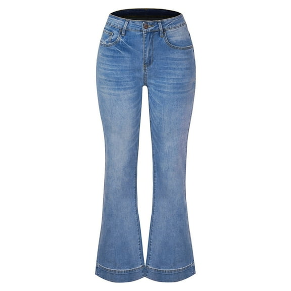 Sngxgn Women's Curvy Bootcut Mid-Rise Stretch Jeans(Light Blue,XL)