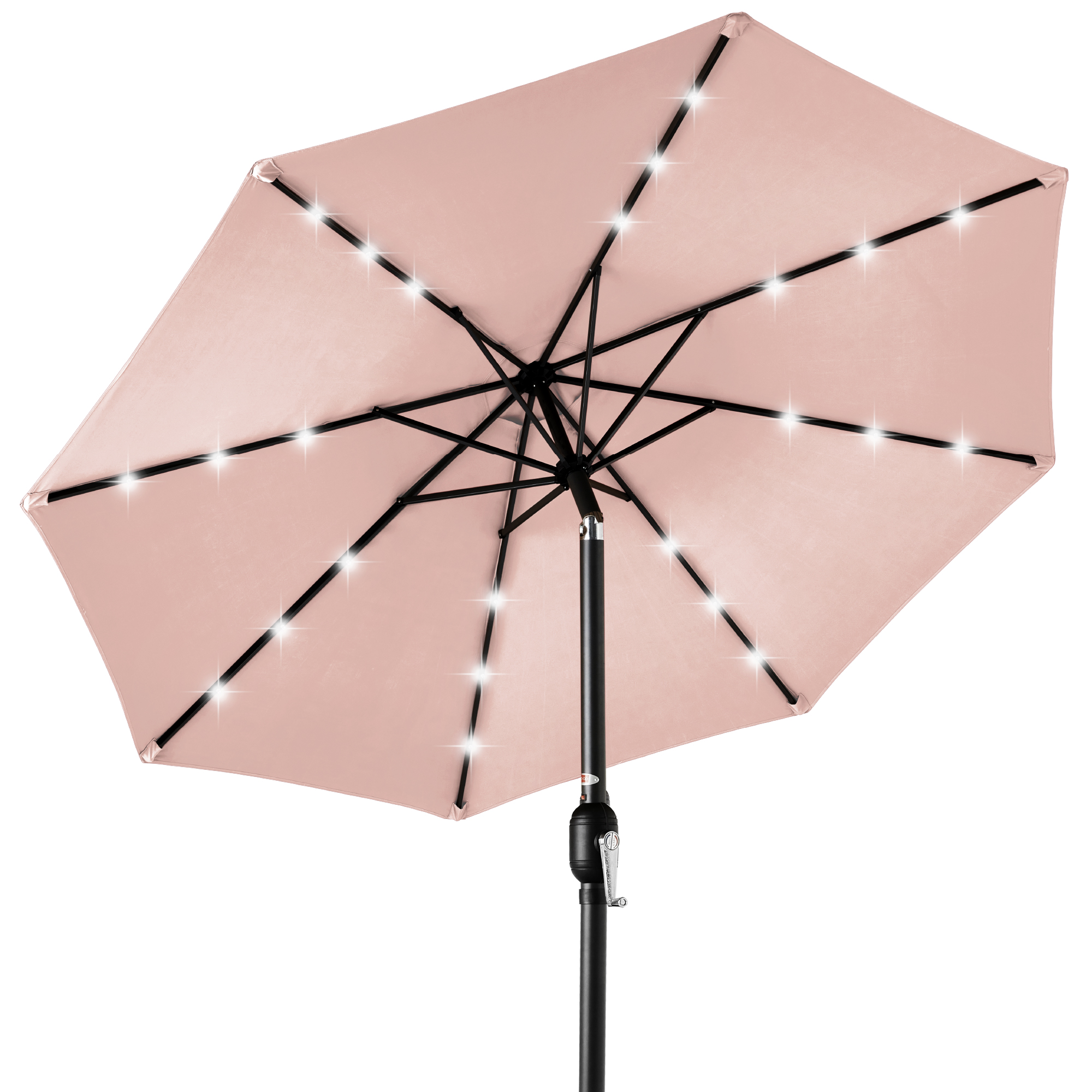 Best Choice Products 10ft Solar LED Lighted Patio Umbrella, Rose Quartz
