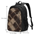 thumbnail image 2 of Travel Shoulder Computer Backpack 18 X 13.4 X 8.3in With Usb Cable And Music Jack Multi-Space Pocket Argyle Plaid Brown_17043_2, 2 of 7