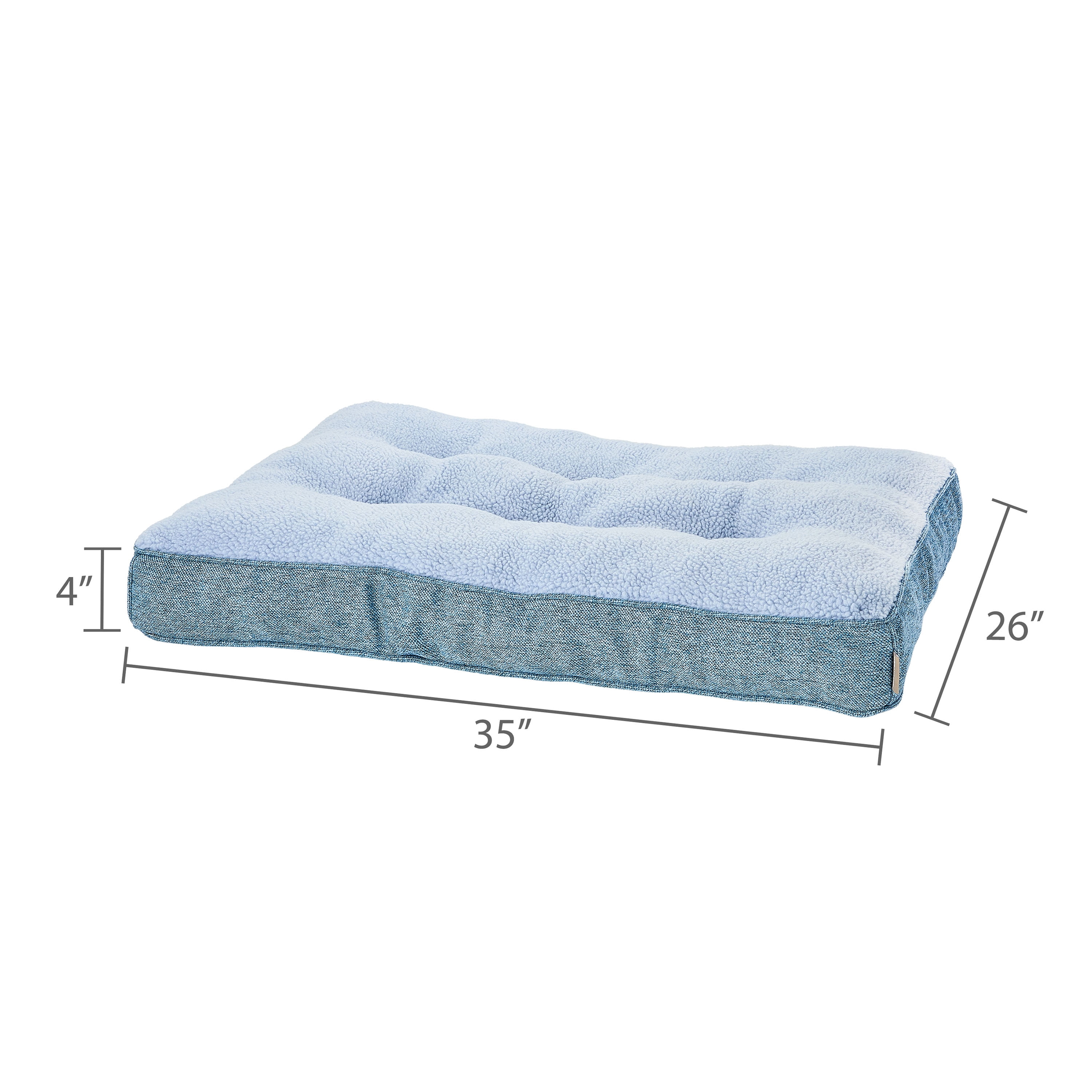 Vibrant Life Medium Tweed and Sherpa Orthopedic Dog Bed, Blue, 35" x 26"