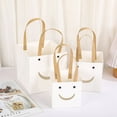 thumbnail image 1 of Zhuge Bolsas de embalaje para cajas de regalo, bolsas de regalo con ventana transparente, bolsas de papel kraft, bolsas de mano cuadradas (cara sonriente blanca, mediana), 1 of 5