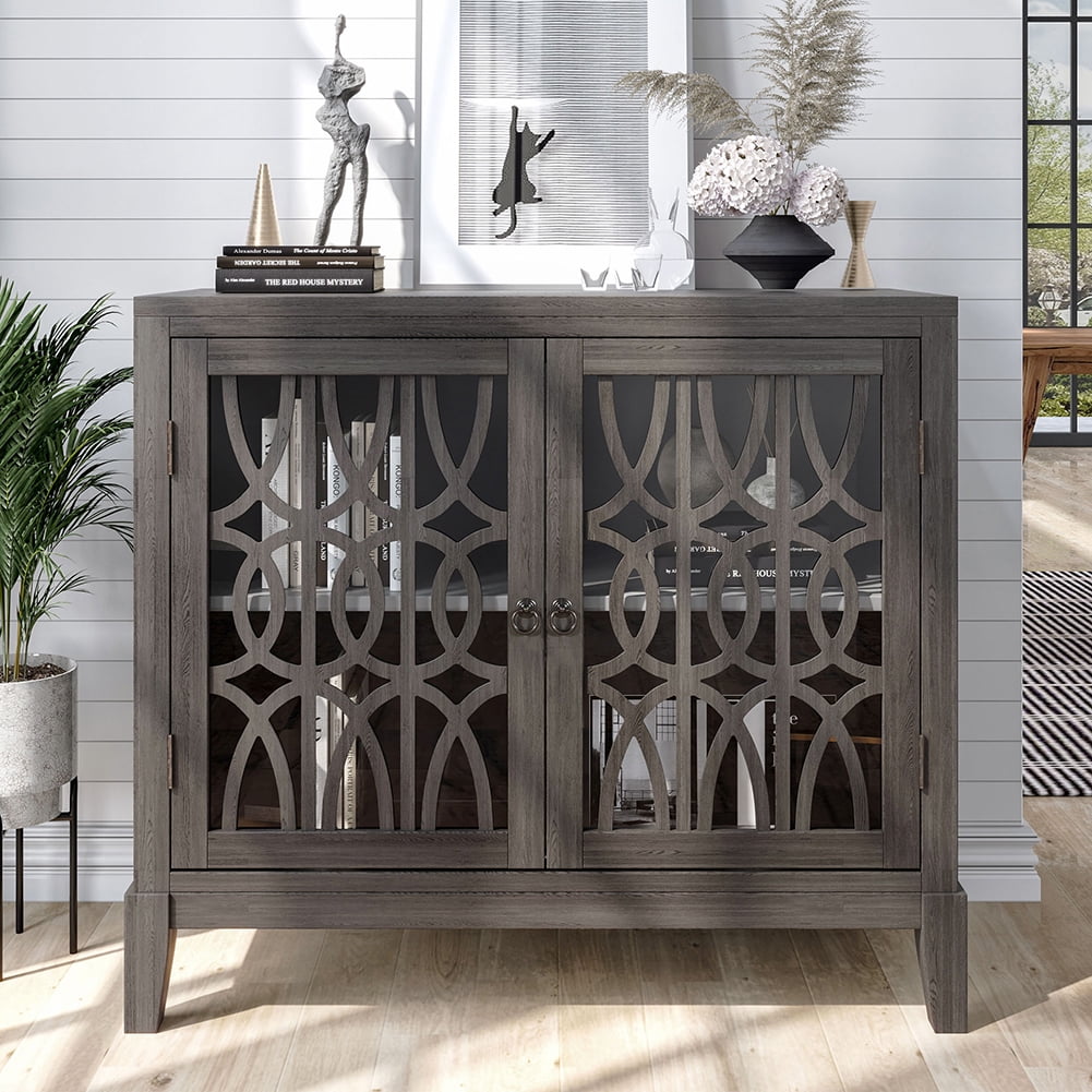 Kepooman Wood Accent Kitchen Buffet Sideboard, Entryway Serving Storage Cabinet with oors and Adjustable Shelf-Dining Room Console Living Room, Grey Kepooman Wood Accent Kitchen Buffet Sideboard, Entryway Serving Storage Cabinet with oors and Adjustable Shelf-Dining Room Console Living Room, Grey