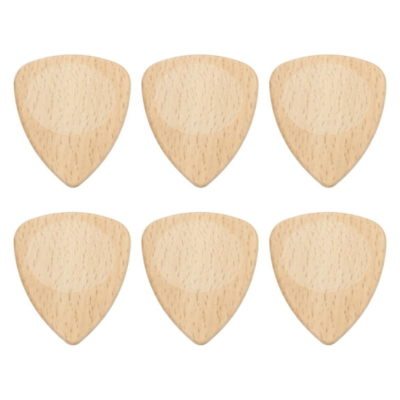 Uxcell 6 Pcs Wood Guitar Pick, 3.0mm Ultra Heavy Gauge Beech Wood Groove Shape Guitar Picks for Electric and Acoustic Guitars, Light Tawny
