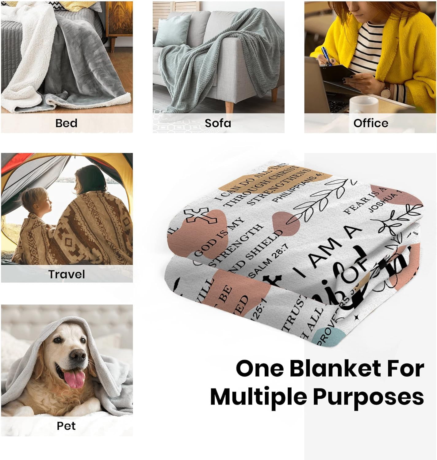 Christian Gifts for Women - I Am a Child of God Blanket Inspirational Religious Birthday Gifts for Women Mom Sister Friends, Christmas Baptism Catholic Spiritual Jesus Faith Bible Prayer Gift