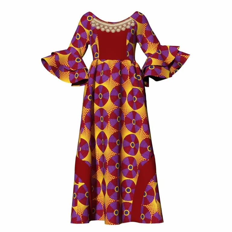 long sleeve dashiki dress Plus Size Long Dress African Women Dashiki Rhinestone Formal Cocktail Ball  Gown