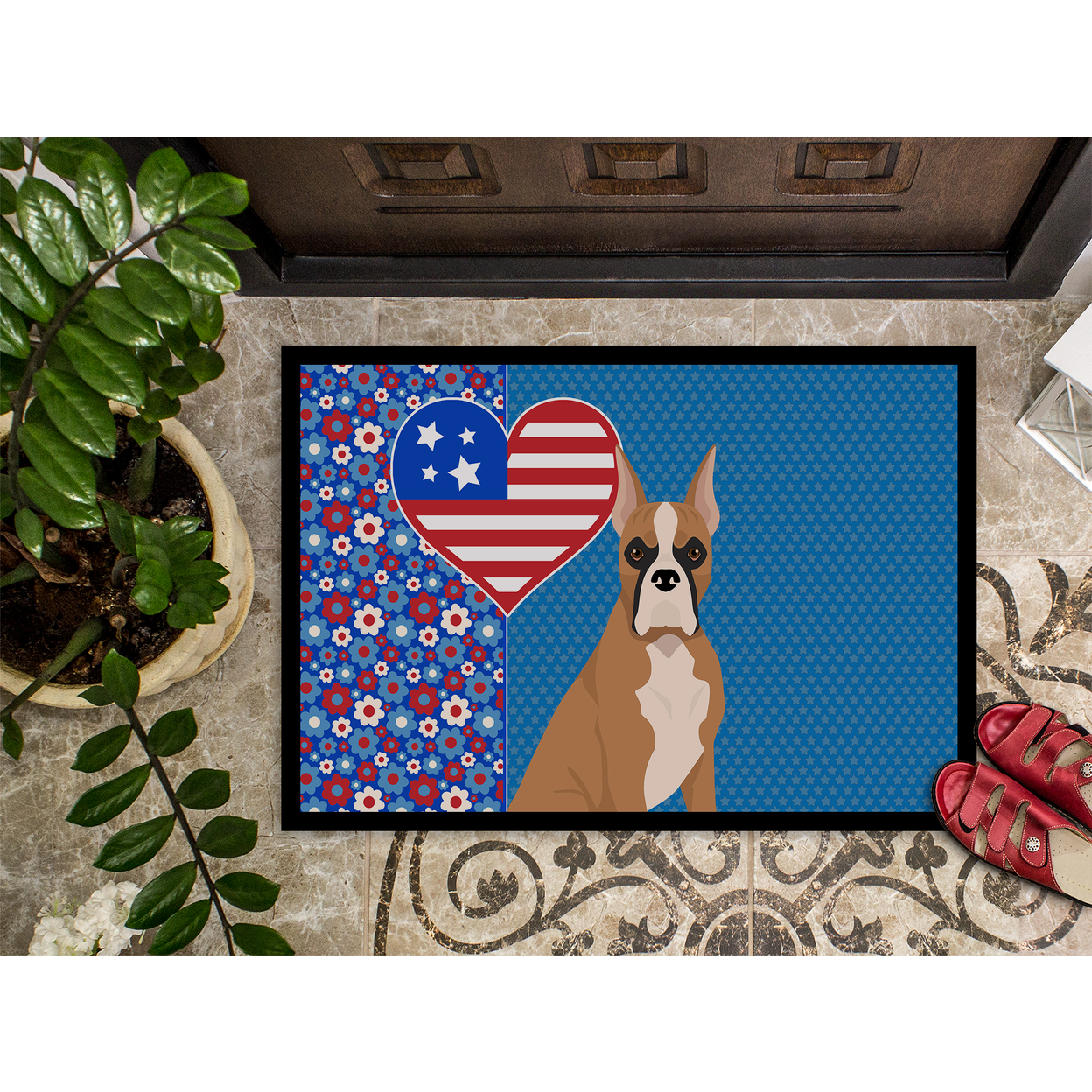 Fawn Boxer Indoor or Outdoor Mat 24x36 36 in x 24 in