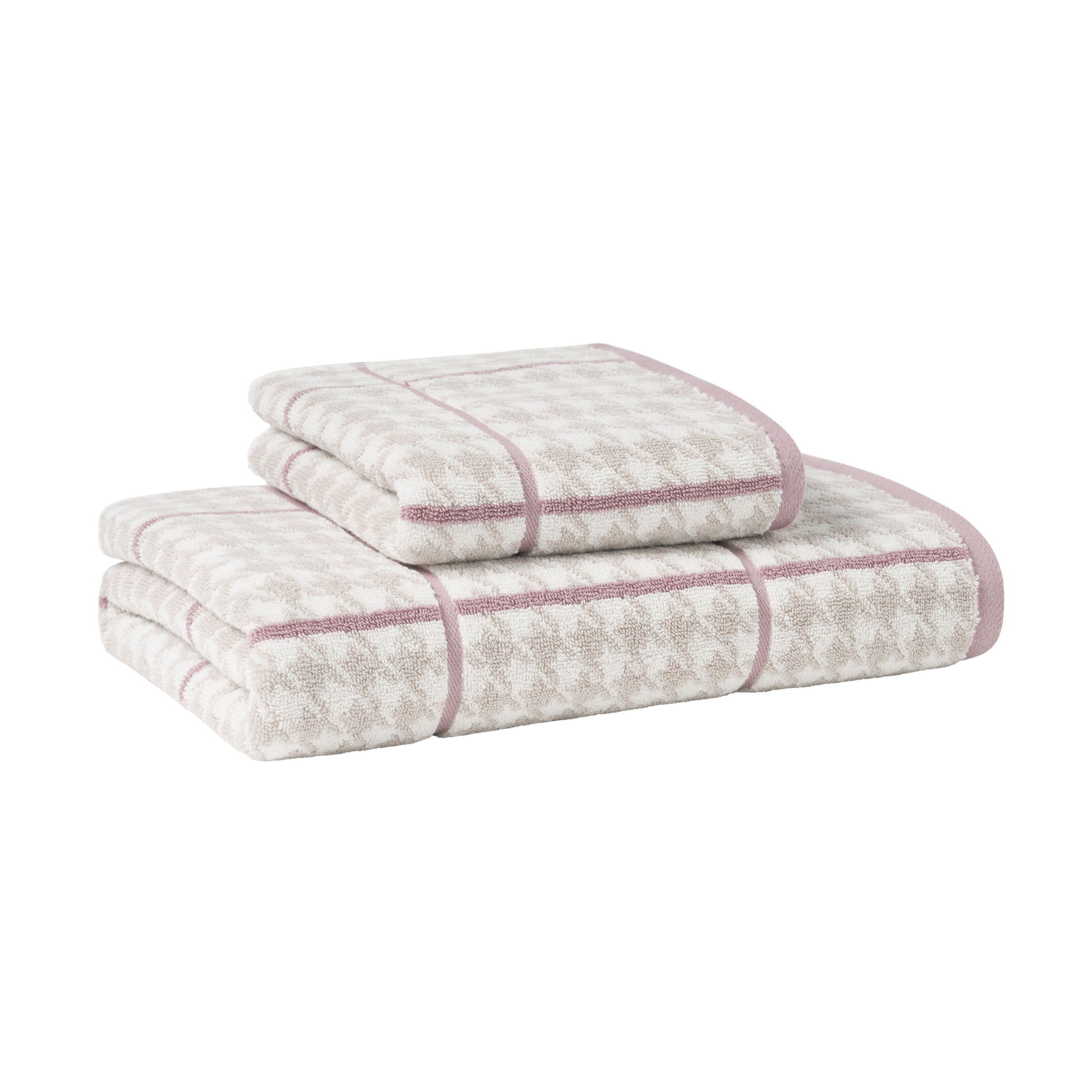 Beautiful by Drew Barrymore Plaid Hand Towel, Soft 100% Cotton, Rose Pink