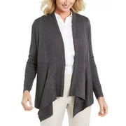 JM Collection Women's Ribbed Handkerchief-Hem Cardigan Dark Gray Size XX-Large