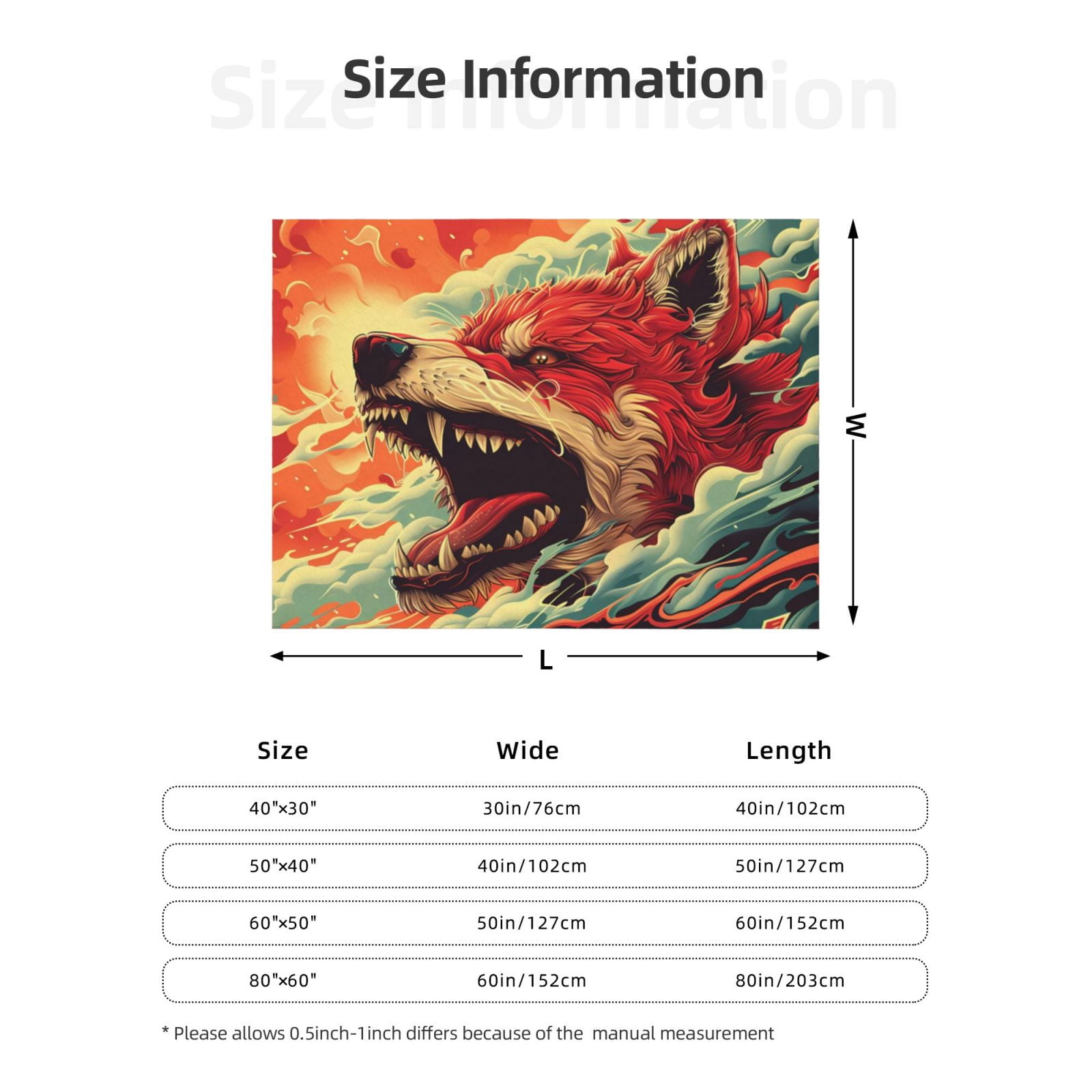 Throw Blanket for Couch - Fiery Wild Dog Illustration Soft Comfy Lightweight Cozy Warm Throw Blanket, Fuzzy Plush Flannel Blanket & Throws for Sofa and Bed All Season