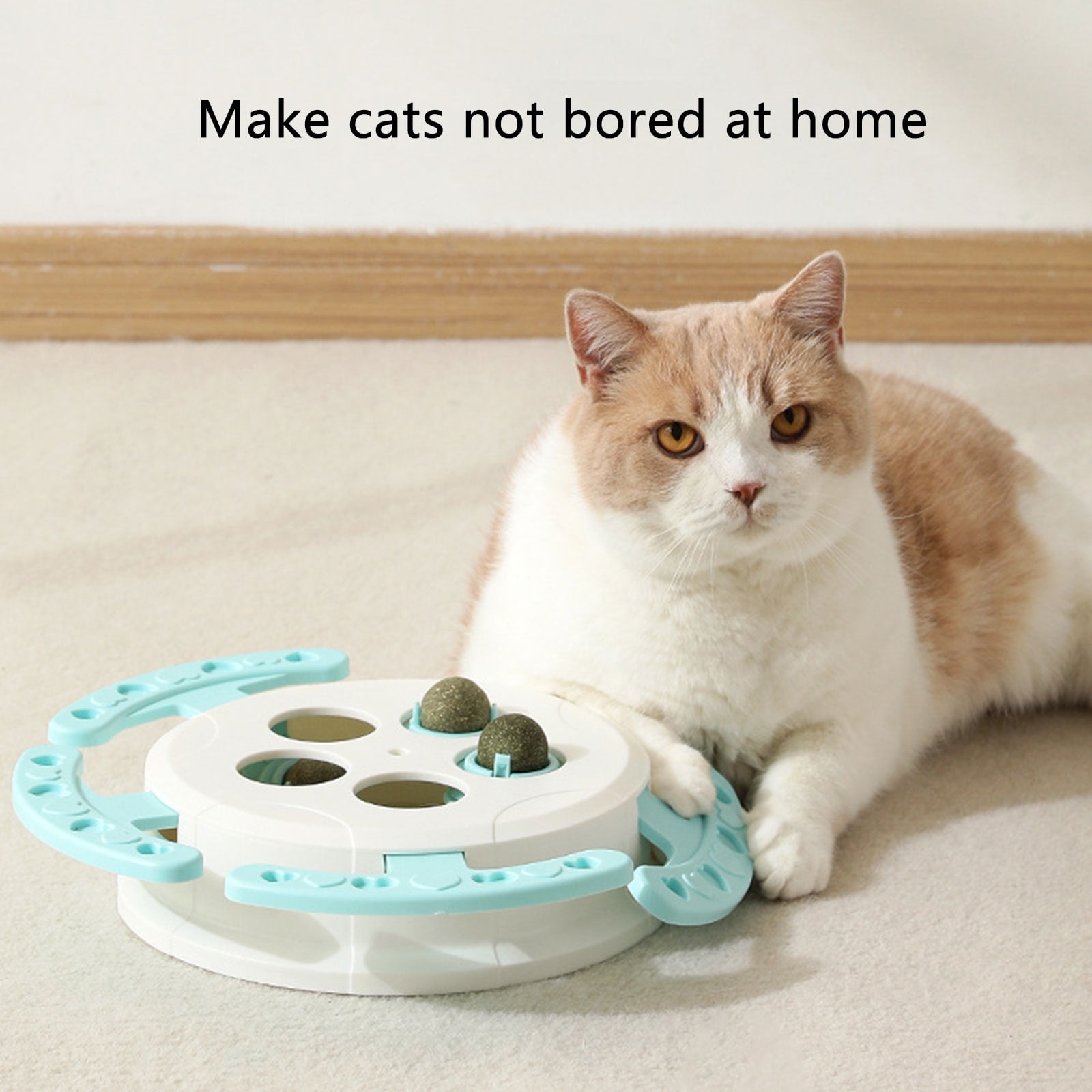 Puzzle Treat Game for Cats Interactive Cats Exercise Catmint Toy Treat Dispenser Teaser Toy for Indoor Cats Entertainment