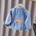 thumbnail image 7 of Toddler Girls Cute Embroidery Denim Jacket, Long Sleeve Coat With Side Pockets Fashion Casual Outerwear for Spring Autumn Baby Girls Blue 01 18-24 Months, 7 of 7