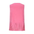 thumbnail image 5 of Lcziwo Women Fringe Vest Western Faux Suede 70s Ethnic Outfits Hippie Cowgirl Ethnic Tassel Tops Hollow Out 70s Cardigan Pink,S, 5 of 8