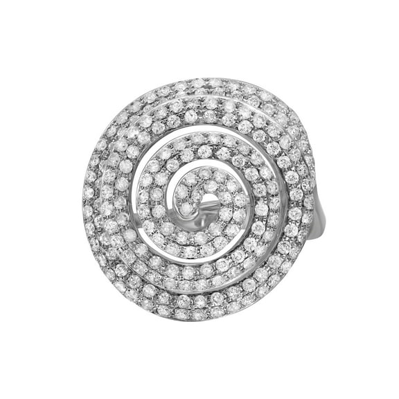 1.88Cttw Round Cut Diamond Ladies Spiral Cocktail Ring 14K White Gold Size 7.5