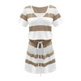 thumbnail image 2 of Lenago Women's Baggy Sleeve V-Neck Stripe Knit Dress With Belt Pockets Detail, 2 of 3