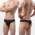 thumbnail image 5 of zeranth Men Thong Low Rise Elastic Waist U-Convex Briefs Solid Color See-through Smooth Lines Thin Panties Daily Wear, 5 of 6