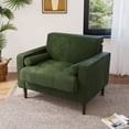 thumbnail image 3 of DREAMSIDEA Modern Upholstered Corduroy Accent Chairs Comfy Armchair Reading Chair with Pillows for Living Room Bedroom Reading Room,Green, 3 of 8