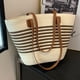 thumbnail image 2 of Bolso de ganchillo para mujer, bolso de hombro de paja suave, bolso de playa de viaje de verano (café), 2 of 8