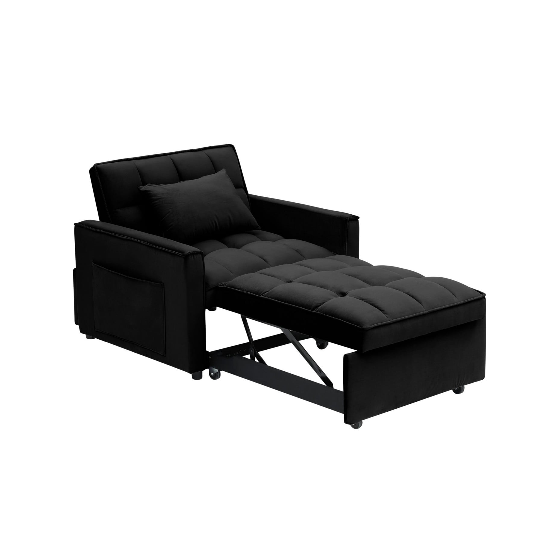 3-in-1 Convertible Sofa Bed Chair, Adjustable Recliner Sleeper Couch for Small Spaces Living Room Office, Black