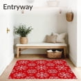 thumbnail image 3 of ODIKA 8'x10' Machine Washable Non-Slip Area Rug, Festive Snowflake Winter Holiday Decorative High Traffic Rug, Red, 608854, 3 of 7