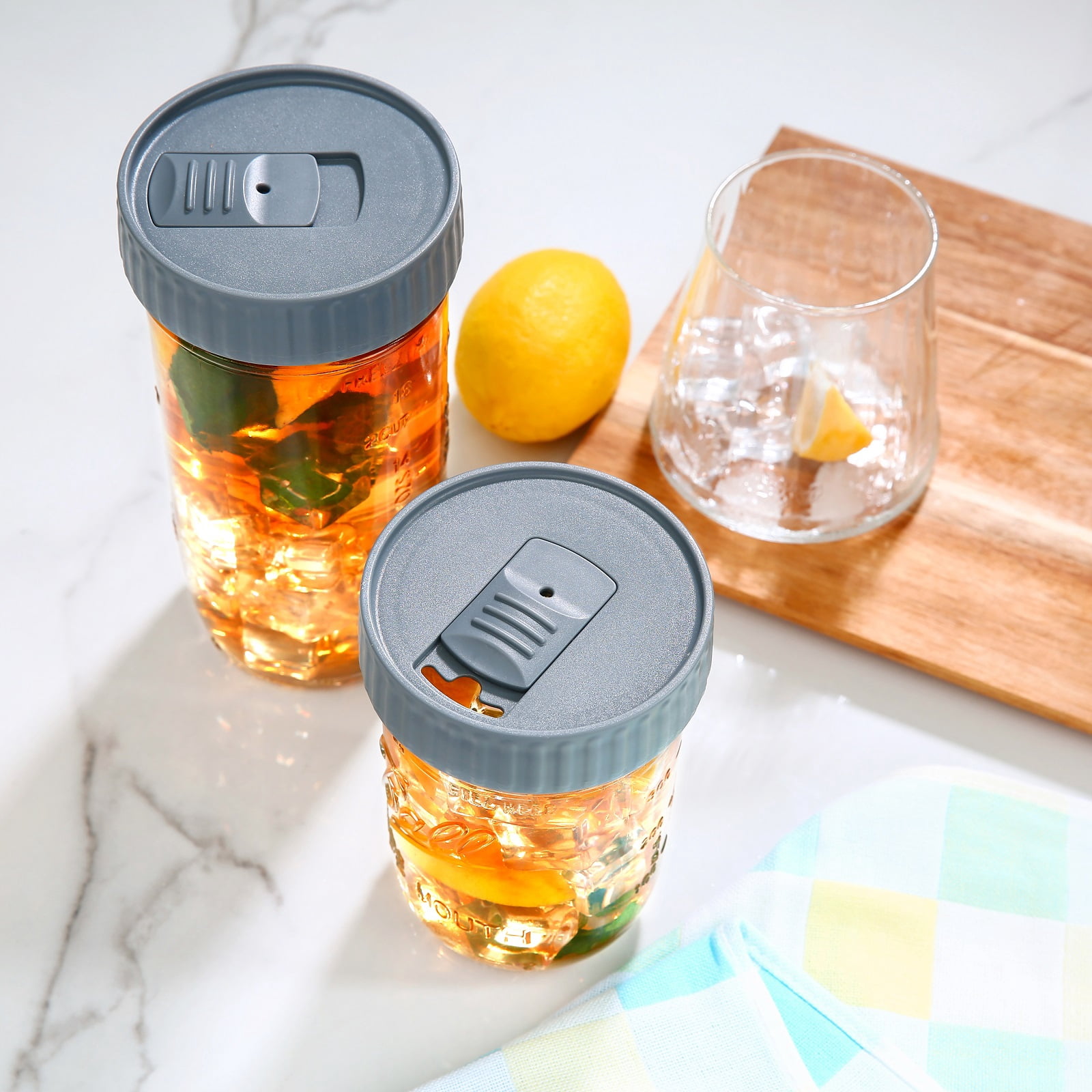 (4 pack) Mainstays BPA-Free Wide Mouth Mason Jar Drinking Lid - Set of 2
