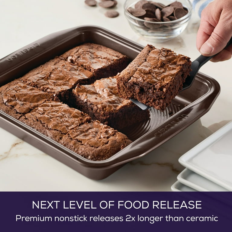 Circulon Nonstick Bakeware 9-Inch Square Cake Pan, Chocolate Brown