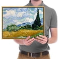 thumbnail image 5 of HFDF Wall Art of Wheat Field with Cypresses by Vcent Van Gogh Patgs Reproduction Abstract Canvas Prts for Home Livg Room Decorations Bronze Gold 18x12inch Framed, 5 of 6