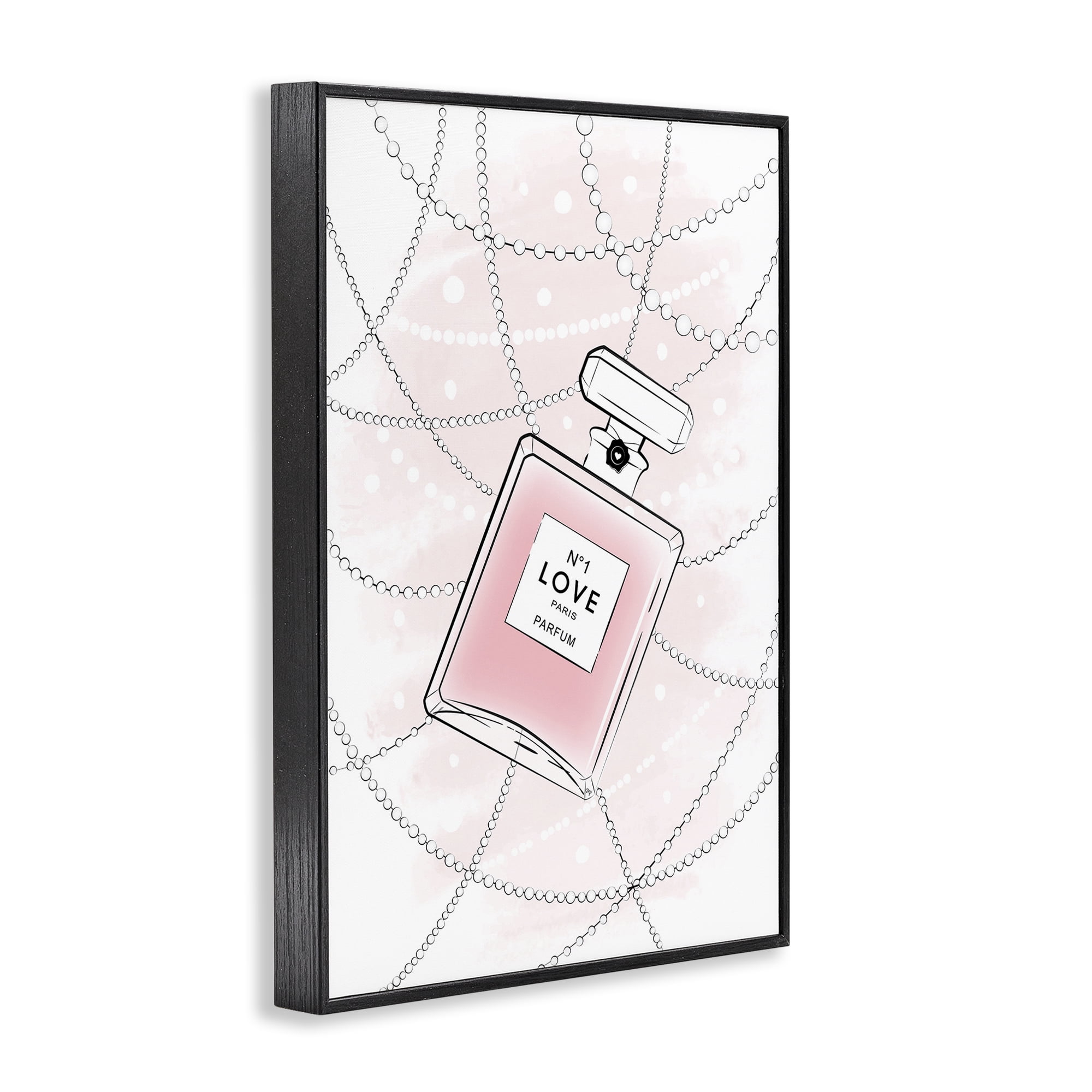 Stupell Industries Love Perfume & Pearls Beauty & Fashion Painting Black Framed Art Print Wall Art, 12 x 18