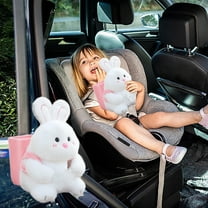 AuroraX Modern Tissue Box Cover Cute Decorative White Napkin Holder with Trash Can Fleece Little Bear Car Armrest Paper Organizer Dispenser for Car Decor