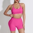 thumbnail image 2 of Hessimy Workout Sets for Women 2 Piece - Seamless Yoga Outfits Shorts and Padded Sports Bra Gym Athletic Clothing Set(Hot Pink,L), 2 of 6
