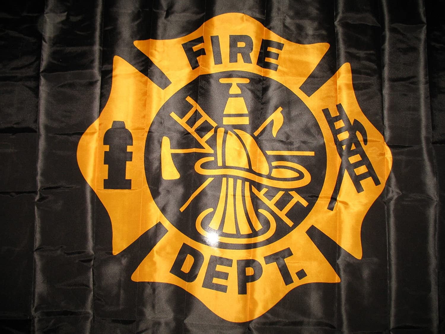Fire Department Flag 3'x5' FireFighter Black/Gold Banner