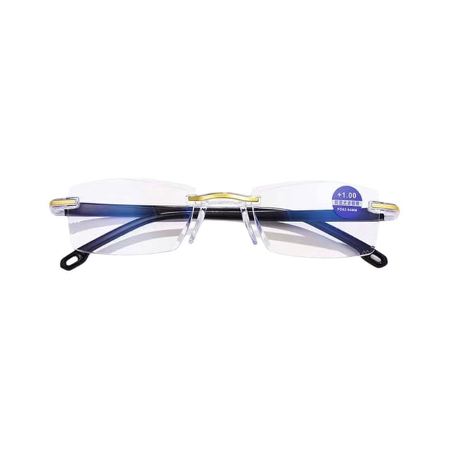 SharkTRUE Men Anti Blue Light Blocking Rimless Reading Glasses Readers Hinge Spring