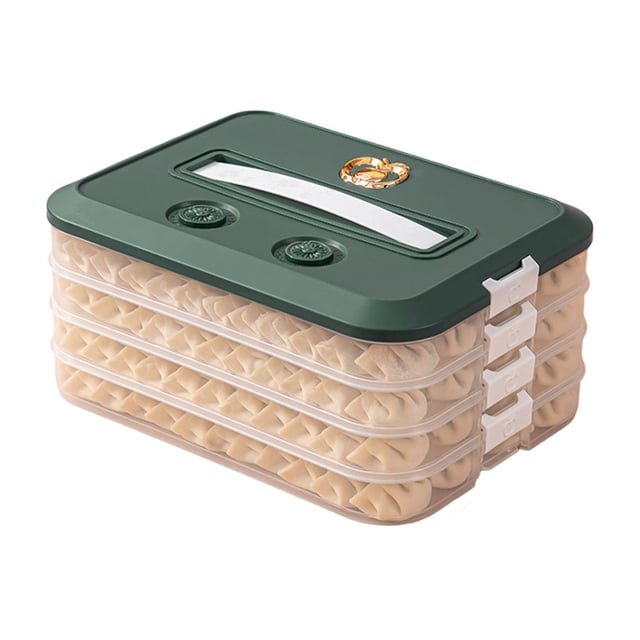 Binwennn Dumpling Storage 4 Layer Dumpling Food Storage Containers With Lid For Fridge Stackable Cookie Container Airtight Cookie Storage With Recoder Kitchen Container Snack Containers for Pantry