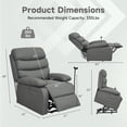 thumbnail image 2 of hzlagm Modern Ergonomic Electric Lift Recliner Chair with Footrest Single Reclining Sofa Lounge Soft Cushion and Back Comfortable Armchair for Living Room - Dark Gray, 2 of 8