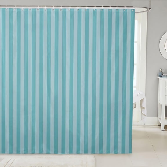 Blue Striped Shower Curtain for Bathroom Waterproof Fabric Shower Curtains with 12 Hooks 71x71 inches