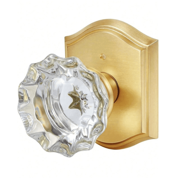 Zolthera Luxury Glass Interior Door Handle with Lock Satin Brass Gold