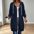 thumbnail image 4 of Long Full Zip Up Hoodie for Women with Pocket Oversized Sweatshirt Coat | Womens Plus Size Zipper Jacket Athletic Sweatshirts Soft Comfy Hoodies Fall Winter 2026 Clothing, Navy, XL, 4 of 6