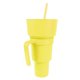 thumbnail image 1 of Vaso de plástico 2 en 1 con pajita y abertura grande para aperitivos, ideal para cine, casa, viajes, color amarillo, 1 of 14