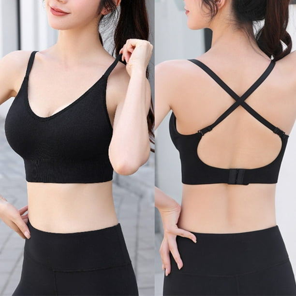 Aayomet Sports Underwear Vest Buckle Fitness Yoga Bra Women Womens Hiking  Bras (Black, S) 
