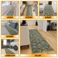 thumbnail image 3 of Ottomanson Floral Hallway Runner Rug 2'7" x 9'6" - Non Slip Low Pile Carpet, Seafoam Green, 3 of 10