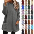thumbnail image 4 of WILLBEST Fall Womens Tops Womens Winter Coat Loose Wool Jacket Long Sleeved with Pockets, 4 of 6