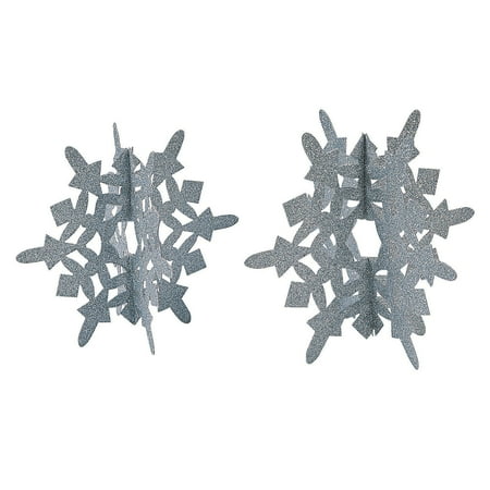 Winter Centrepieces Fun Express - Silver Glitter Snowflake Centerpiece for Winter - Party Decor - General Decor - Centerpieces - Winter - 2 Pieces ()