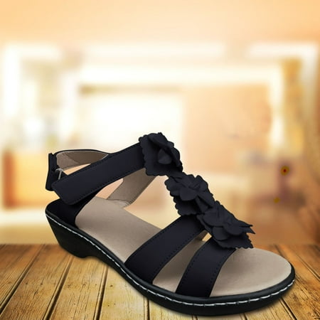 

Aayomet Cute Sandals for Women Casual Mouth Summer Women s Fashion Flower Fish Sandals Comfortable Hollow Wedge Women s sandals Black 9