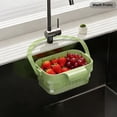 thumbnail image 5 of Sink Strainer Basket, Upgrade Foldable Hanging Sink Drain Basket | No-drill removable sink filter basket for food scraps, produce rinsing, leftover draining and daily cleanup 6.69×4.92×2.95" Green, 5 of 9