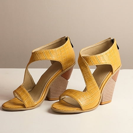 

Cathalem Summer Women Fashion Sandals Super High Heel Fish Mouth Sandals Open Toe Womens Dress Casual Sandals Yellow 9