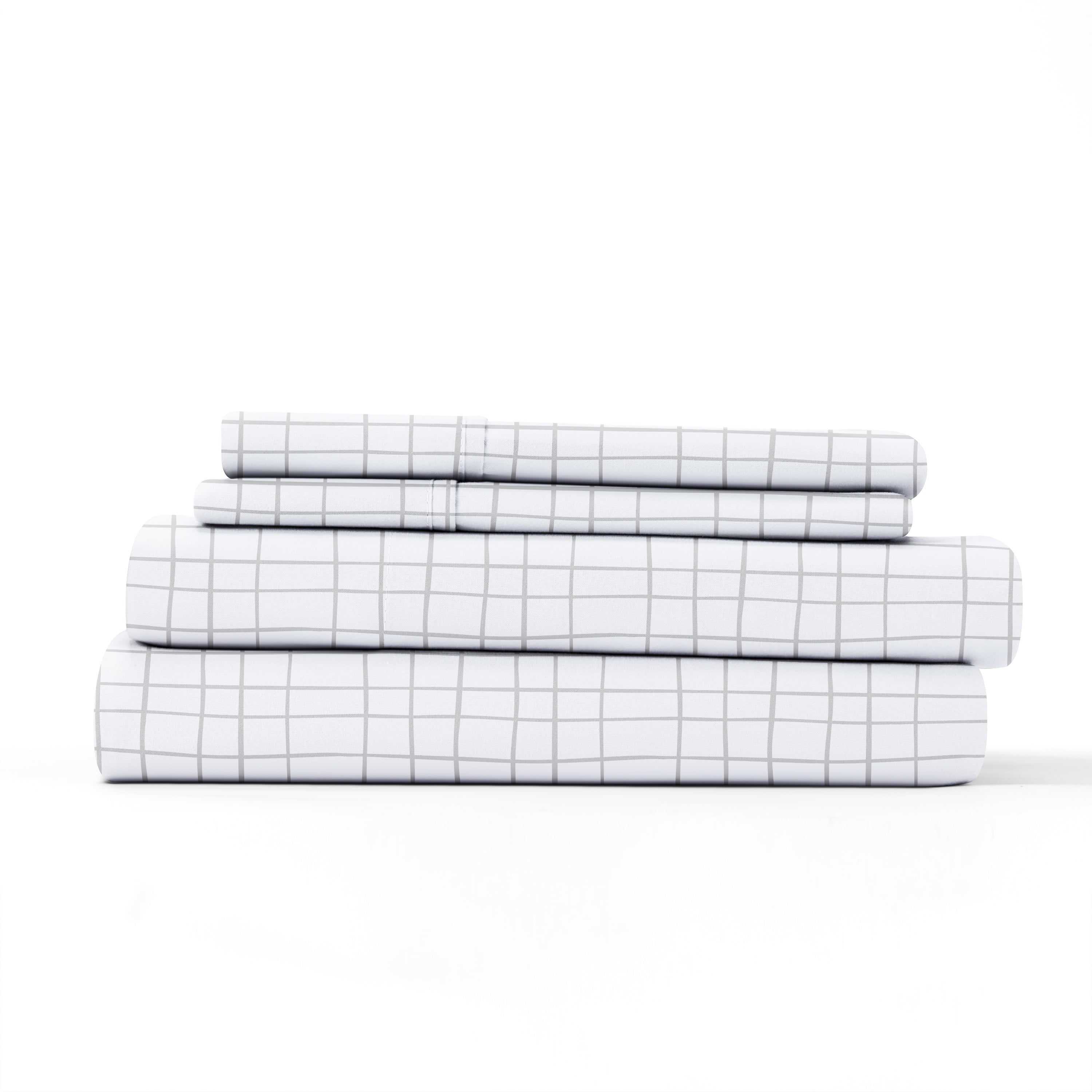 Noble Linens 4 Piece Pattern Microfiber Bed Sheets Set, Light Gray Crossroad, California King