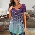 thumbnail image 2 of Gibobby Playeras Mujer Camisetas Cuello V Camiseta verano para mujer, camiseta informal con cuello en V, manga corta, con botones(Azul claro,M), 2 of 4