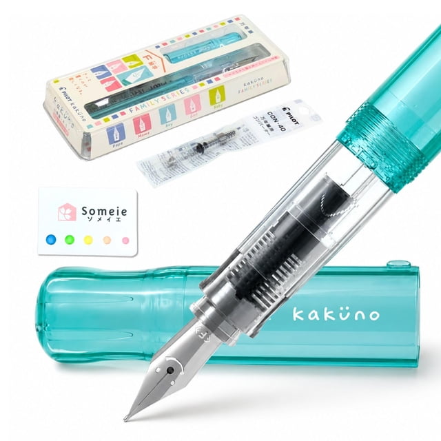 Set de pluma estilográfica Someie Kakuno verde con plumín fino